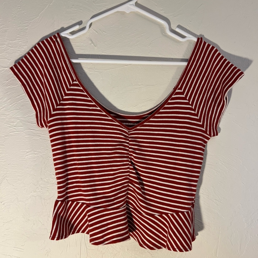 American Eagle striped crop top, size M